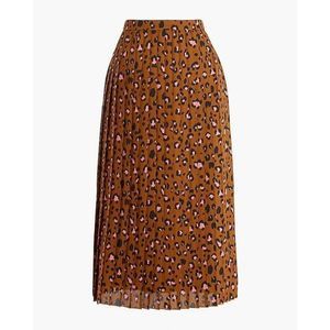 J. Crew Factory Brown and Pink Leopard Print Midi Skirt